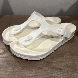 White Birkenstock Gizeh Sandals